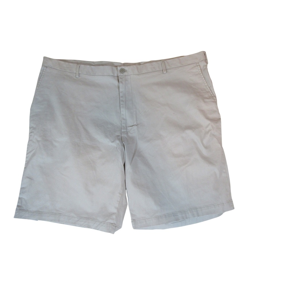 IZOD Saltwater Stretch Mens Khaki Tan Flat Front Shorts Size 48 x 10.5 NWT